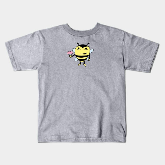 Little Bumble Bee with Flowers Kids T-Shirt by gregfitz